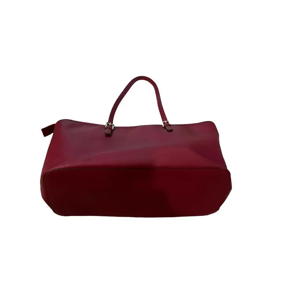 Michael Kors Women's Fashion Burgundy Leather Inner Zip Pocket Handbag Tote Bag‎